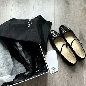 Celine | Shoes | Celine Les Ballerines Mary Janes Black Python 39